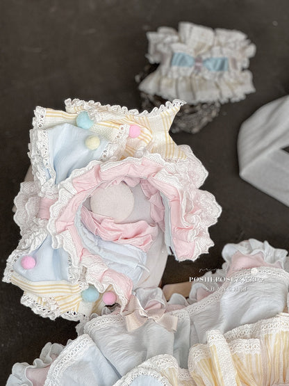 Pink and Blue Sweet Princess Puffy Tiered Ruffle Skirt Boning Dress