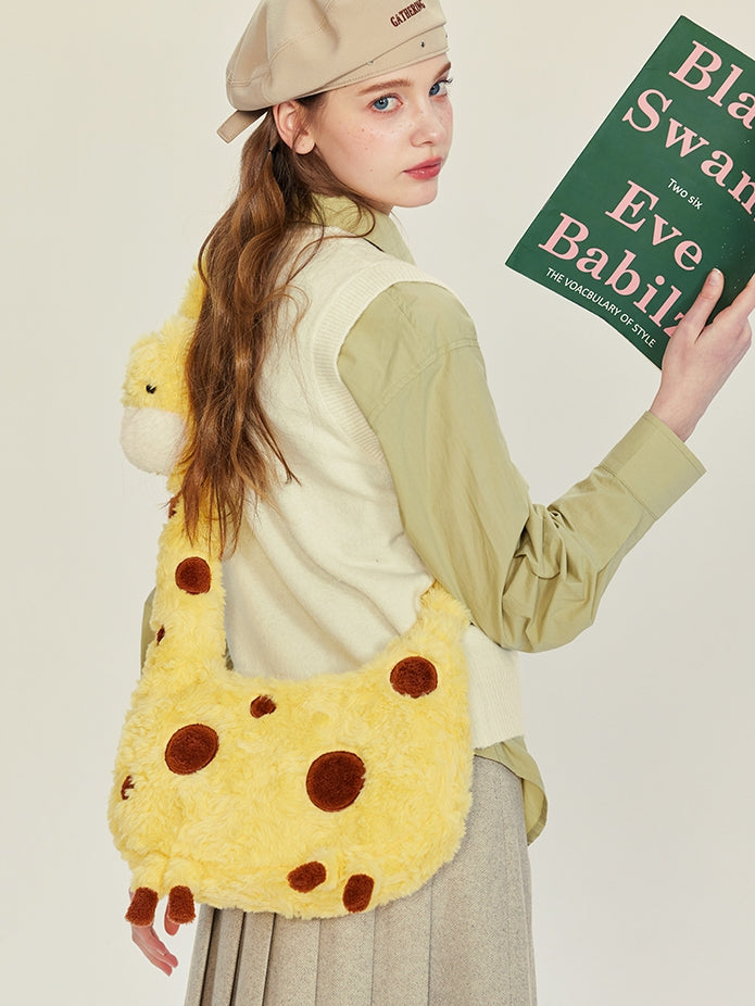Umhängetasche Plüsch Gelbe Giraffe