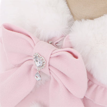 Elegant Cape and Collar Coat Peter Detachable Kei Long Plush Pan Pink with Jirai