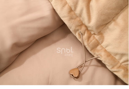 Khaki Cute Capybara Adorned Hooded Down Jacket Detachable Hood