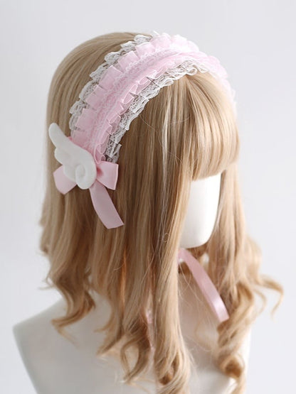 Wing Hairband Colors 5 with Cute Lace Lolita Decorations Bowknot