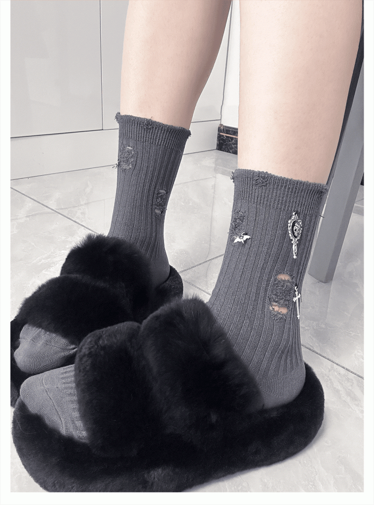 Skeleton with 3 Metal Colors Socks Gothic Ankle