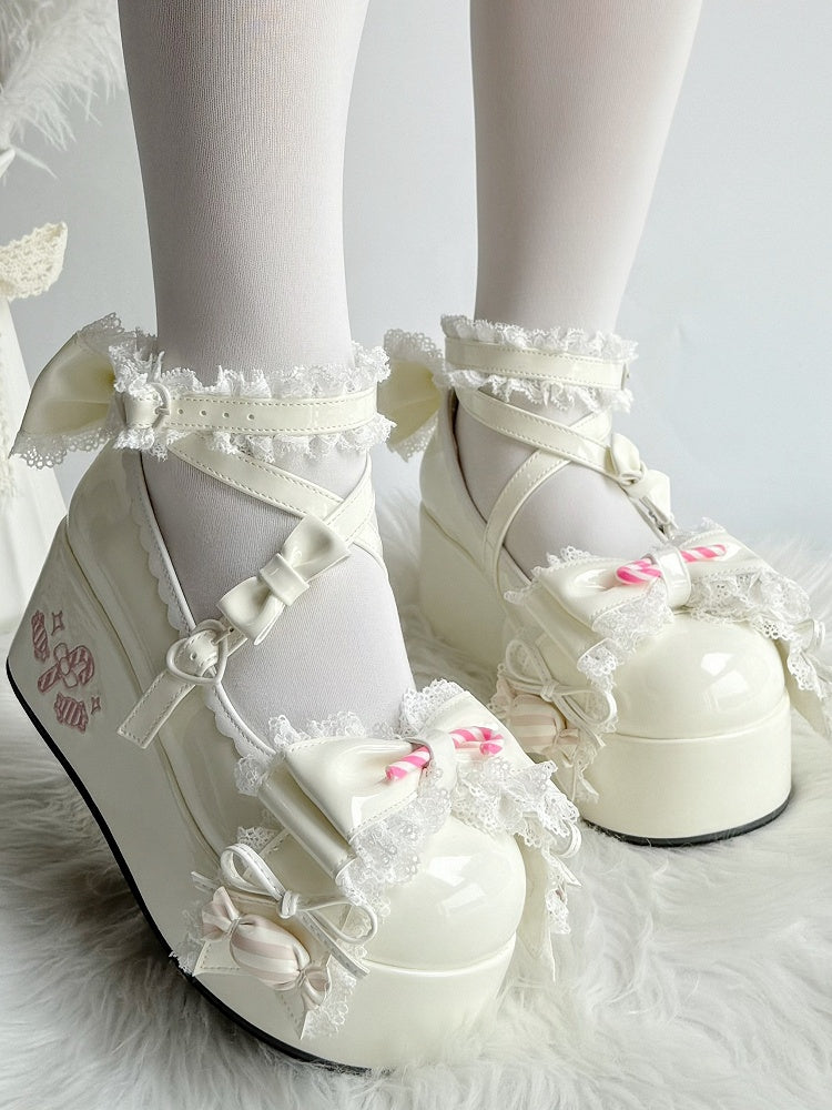 Print Candy Heel - White Lolita Sweet Platforms