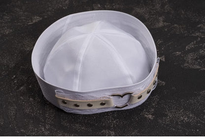 White Studded Heart-shaped Ring Lace Sailor Hat