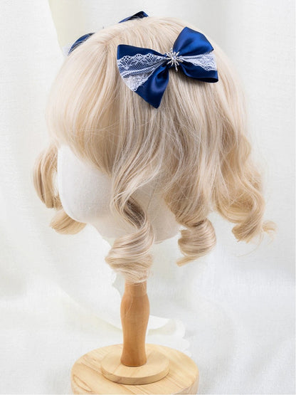 Blue Hairclip Set Decor Navy Starburst Lace