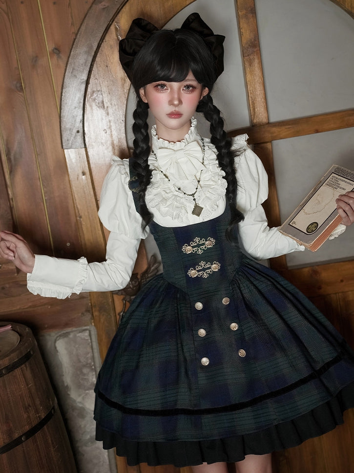Under Plaid Green Bust Lolita Pattern Version Short Dress