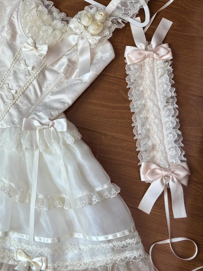 Beige Ruffled Lace Trim Sweet Lolita Hairband