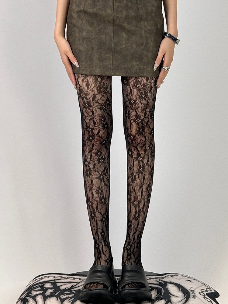 Y2K Hollow-out Design Brown/Black Tights