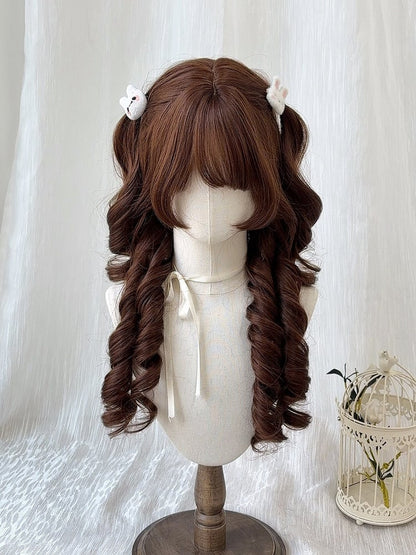 Chocolate Brown 62cm Full Bangs Roman Curly Wig - Sleepy Fish