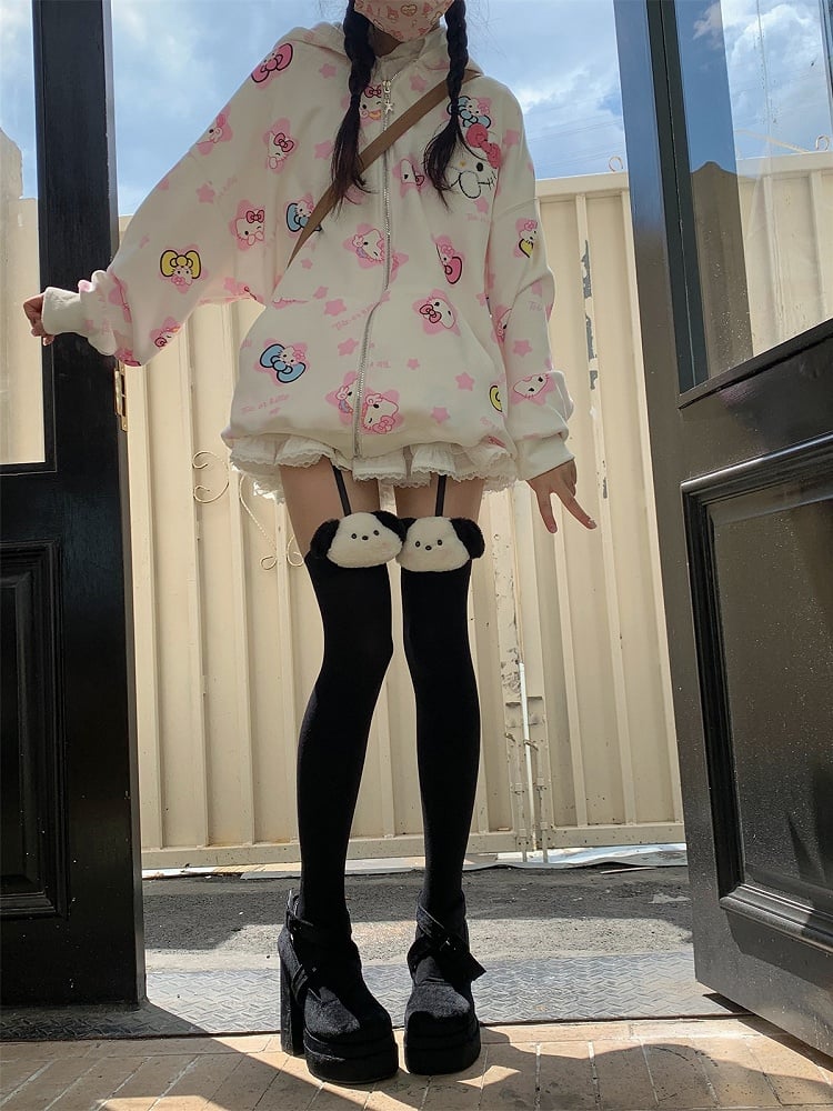 Decoration Kitty/Dog Suspender Tights Black/White