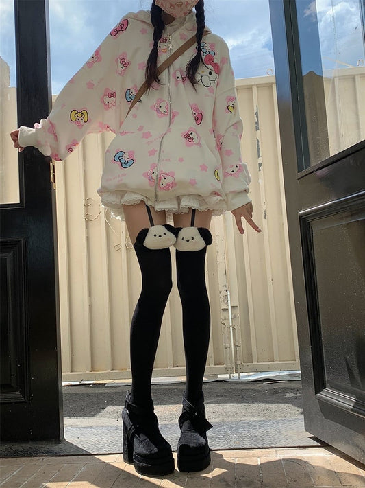 Decoration Kitty/Dog Suspender Tights Black/White