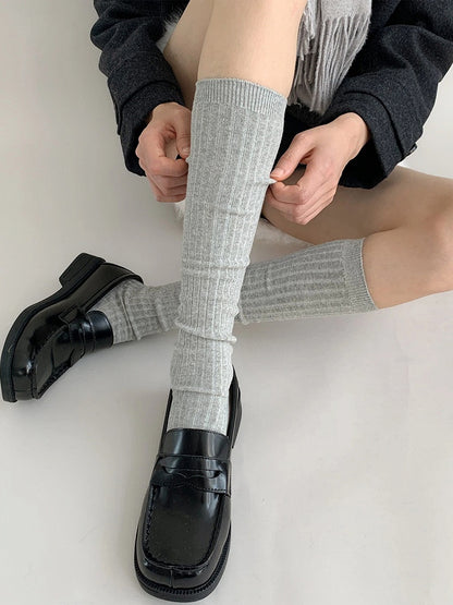Ribbed Knit Slouchy Calf Socks - Kawaii & Pastel Goth Accessory, 4 Colors