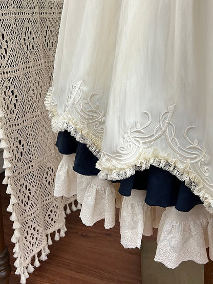 Classic Lolita Four-Piece Set with Ruffles and Embroidery - Xiong Dou Jiang