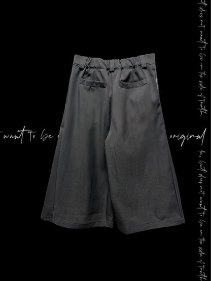 ワイドレッグパンツ グレー クロスプリント ヴィンテージ