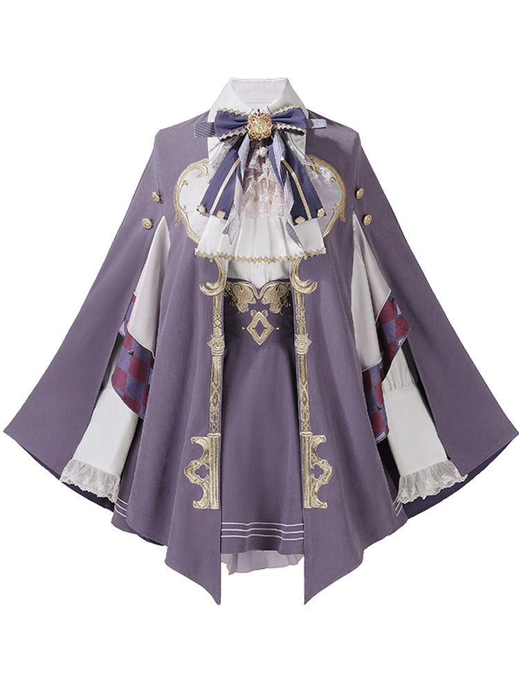 Purple Lolita Cape with Key Pattern Embellishment - Xiong Dou Jiang