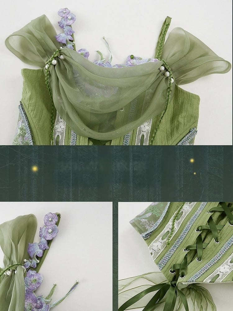Dreamy Princess Green Forest Fishbone Top - Zao Jing Ji