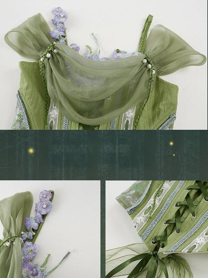 Dreamy Princess Green Forest Fishbone Top - Zao Jing Ji