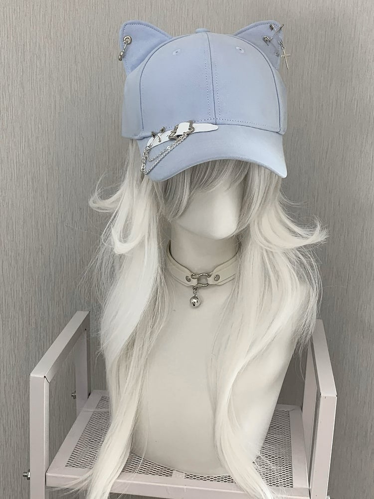 Ohrstecker Verzierte Kätzchenmütze Stern Blau/Schwarz/Gelb Kreuz Charm Schnalle