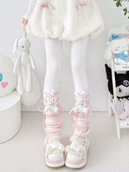 Bunny Warmers Leg Stripe Pink Slouch