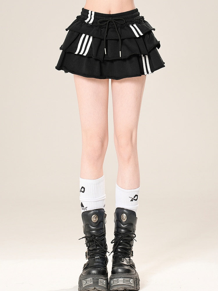 Skirt Tiered White/Black Glamorous Core Blokette