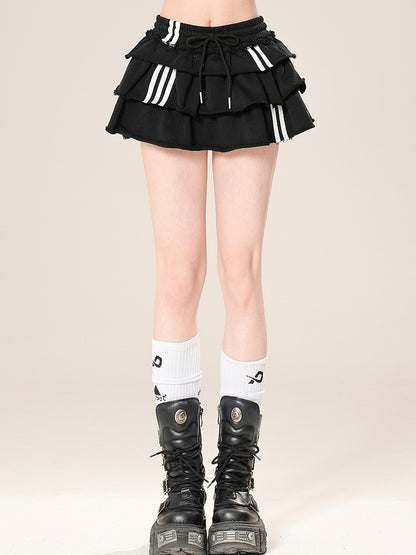 Skirt Tiered White/Black Glamorous Core Blokette