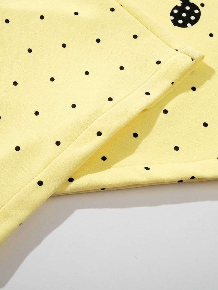 Yellow Polka-Dot Wide-Leg Pants with Music Notes - Languid Park