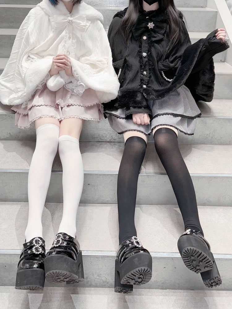 フード付きプラッシュケープデザイン ジライケイ ベージュ ウサギ耳 蝶結び 取り外し可能