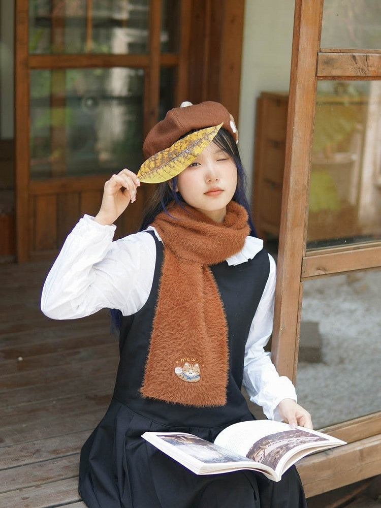 Dark Brown/Light Brown Cute Kitty Scarf