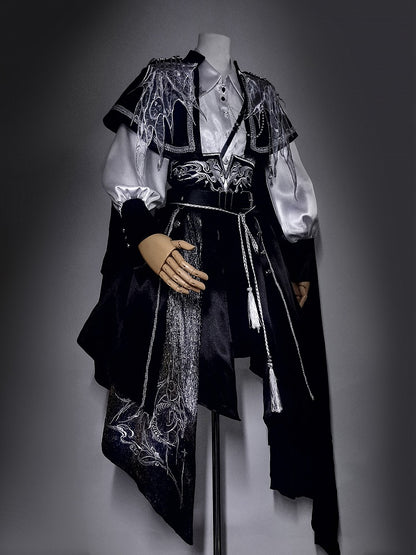Black & Silver Chinoiserie Lolita Full Set with Cape - YING YUE