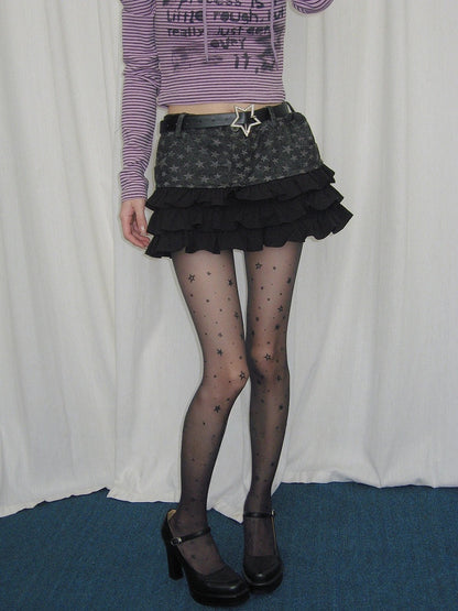 Style) Star-Patterned (Delicate Pantyhose Semi-Sheer Edgy