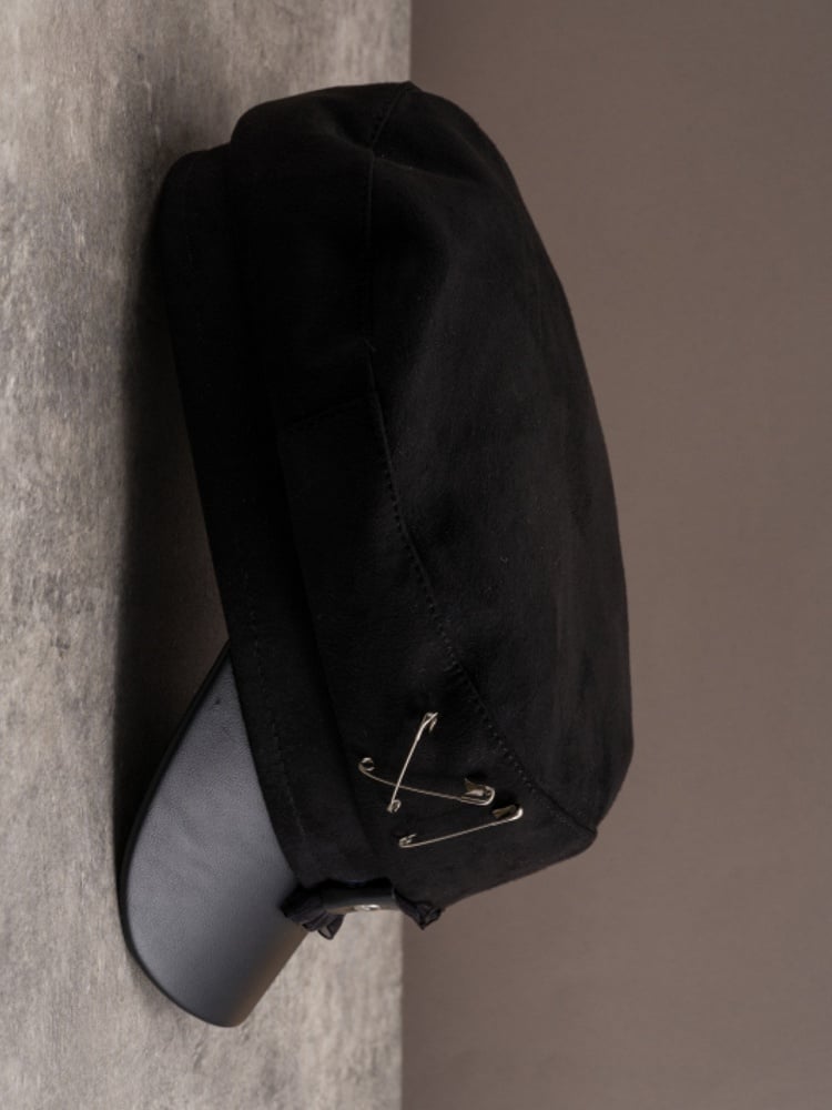Ruffled Pin Hat Beret Decorated Black Trim Gothic