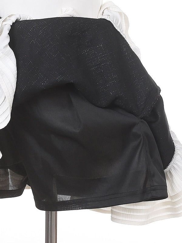 Black Jirai Kei Tweed Skirt for Autumn/Winter Season - Puppet Bombs