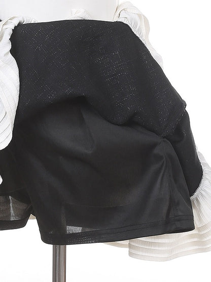 Black Jirai Kei Tweed Skirt for Autumn/Winter Season - Puppet Bombs
