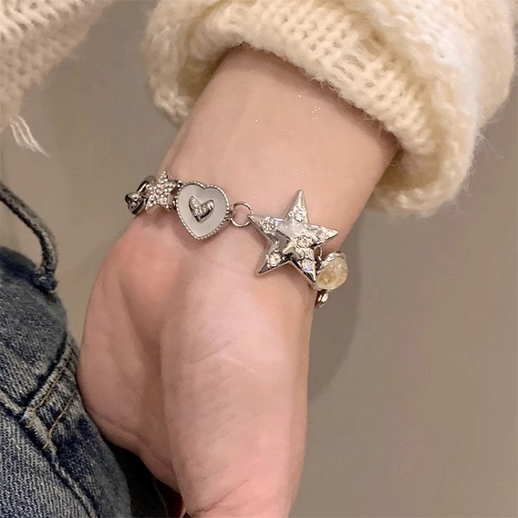 Silver Starand Floral Bracelet