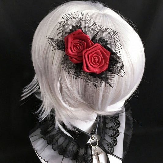 Design Hairclip Rosette Lace Colors 7 Gothic