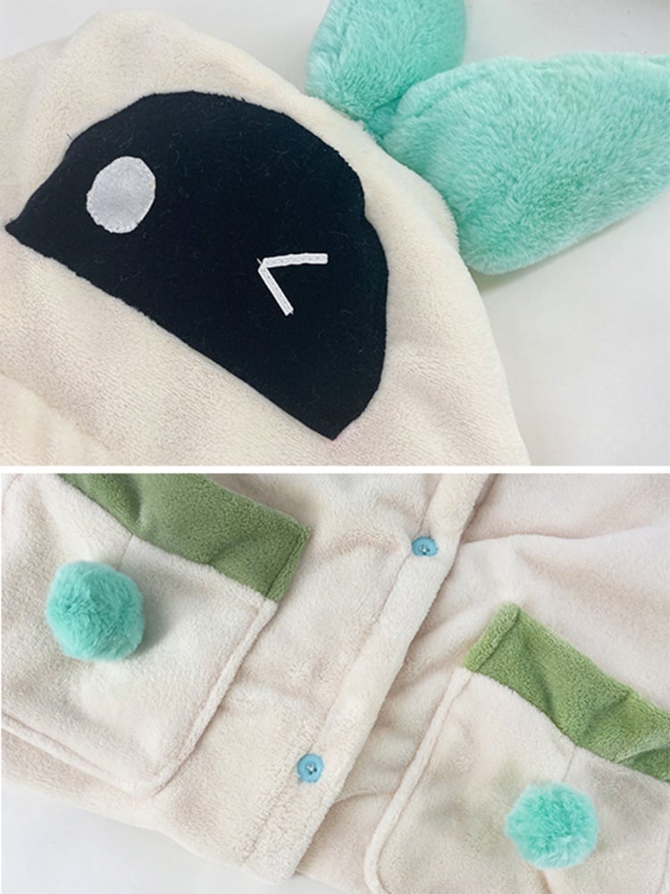Venti inspirierter beiger Plüsch-Pyjama mit langer Kapuze