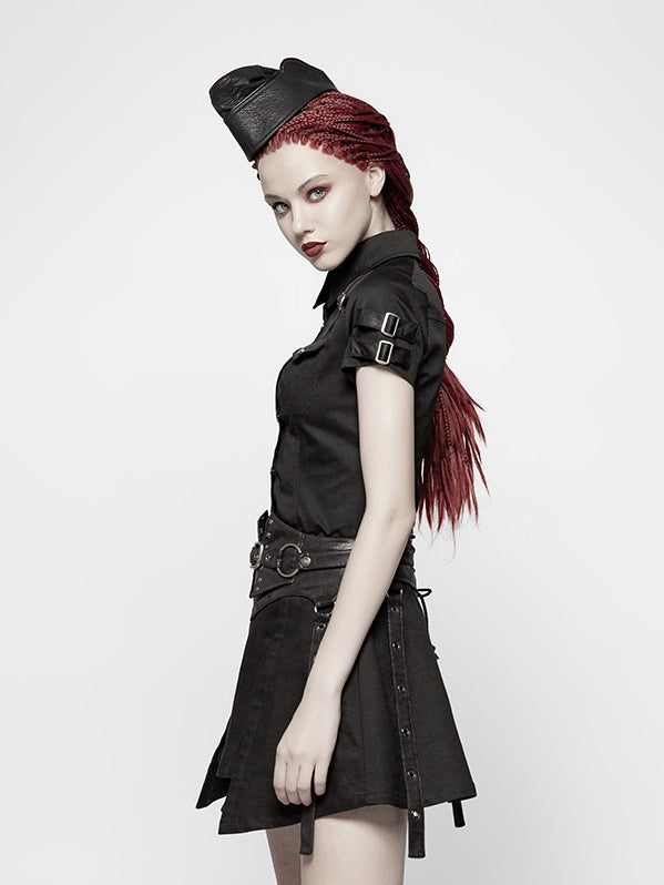 Black Shirt Short Military Sleeve