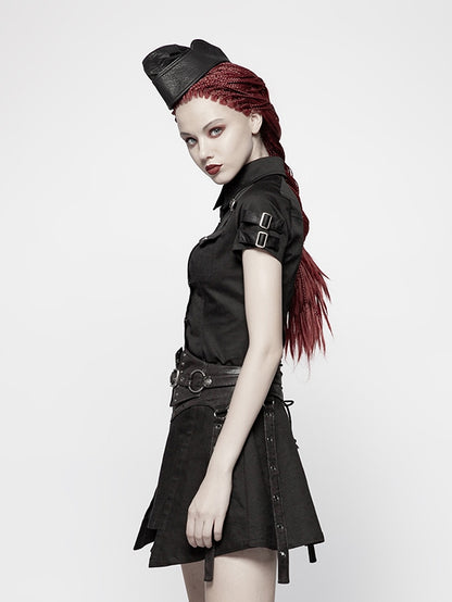 Black Shirt Short Military Sleeve