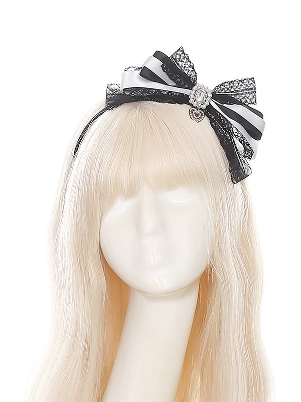 Black White Rhinestone Bow KC - Puppet Bombs