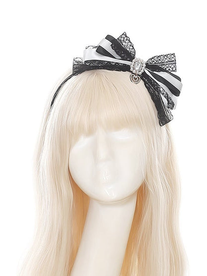Black White Rhinestone Bow KC - Puppet Bombs