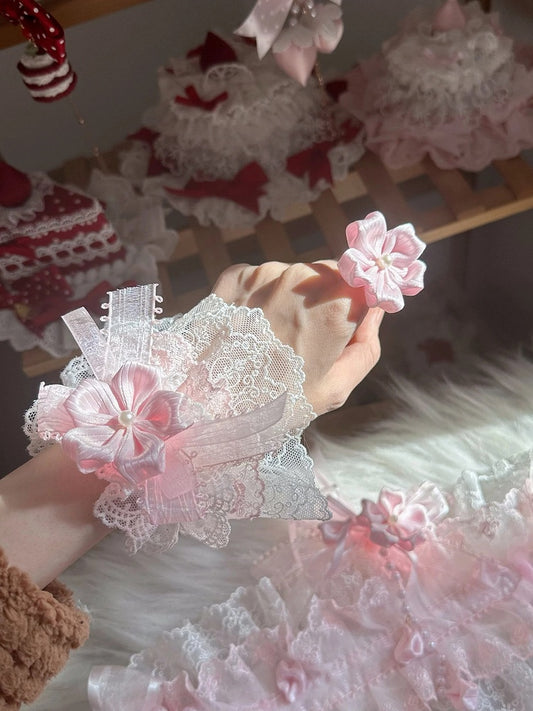 Floral Accessories (Ring or Wrist Sakura Pink Cuffs) Sweet Lolita