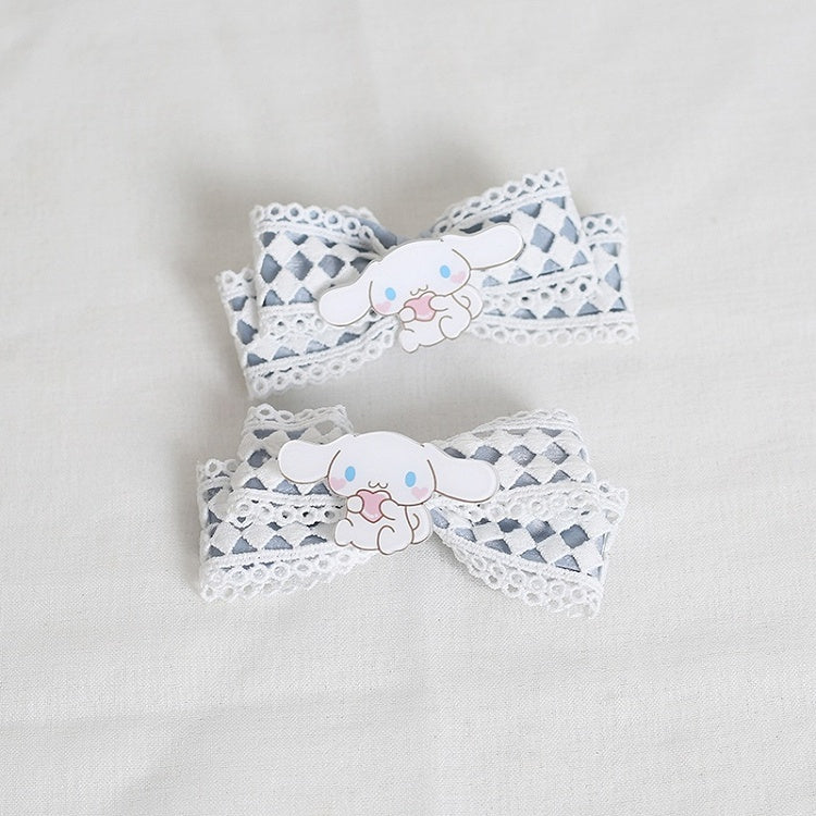 Of Bowknot Decorative Hairclips A Puppy Pair Cute Diamond-Shaped Hollow