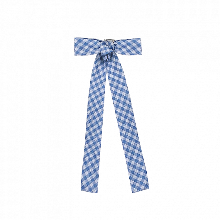 Brooch Bowknot Plaid Blue