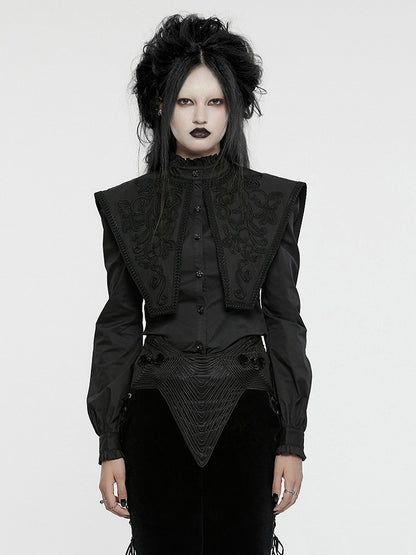 Wide Shirt Shoulder Retro Goth Black