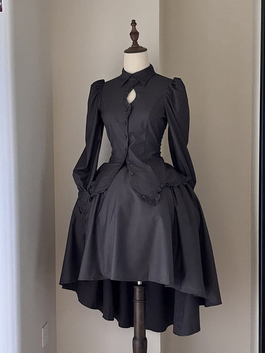 Dark Gothic Skirt Gray High-low Lolita