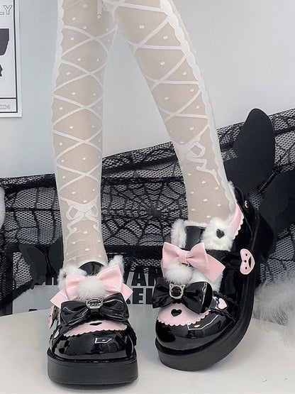 and Shoes Platform Pink Sweet Black Mid-heel Lolita