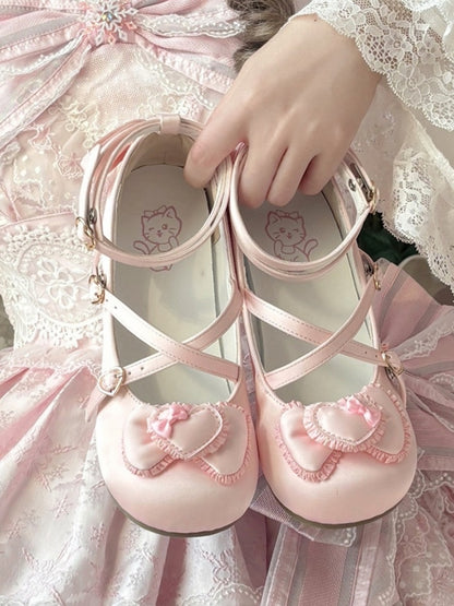 Shoes Wedge Toe Sweet Round Pink Lolita Sole -