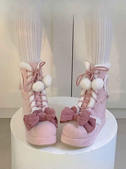 Platform Sweet with Pink Heart Winter Style 6cm/8.5cm Boots