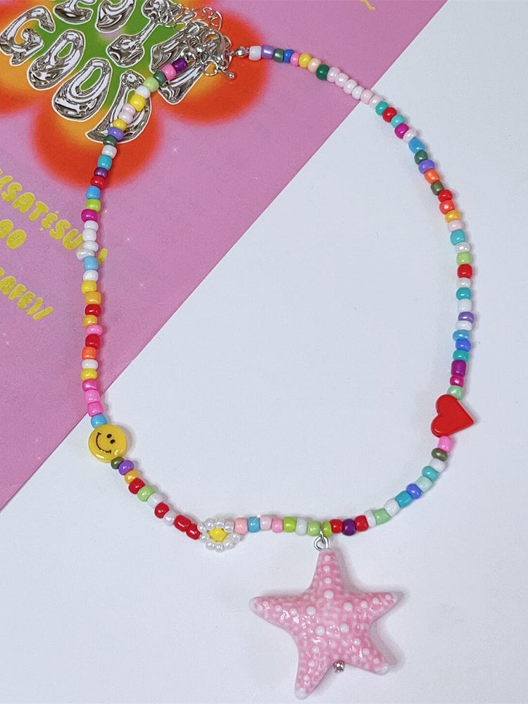 Collier pendentif 4 couleurs étoile de mer perles options Y2K