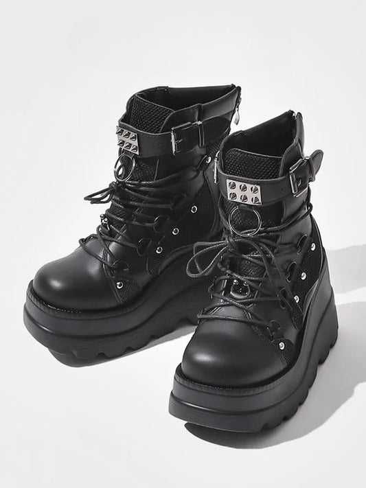 - Style in Boots Ankle Closure Platform Black Lace-up Gothic